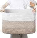 danpinera Rectangle Blanket Storage Basket, Large Blanket Basket Living Room, Nursery Nin for Toys, 50 L Large Woven Storage for Toy Organizing & Laundry, 18.11’’*14.17’’*11.81’’, Gradient Brown