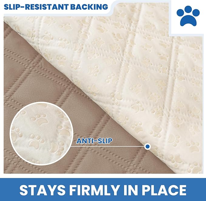 Waterproof Dog Bed Cover Pet Blanket, Soft Couch Cover for Dogs Washable, Non-Slip Dog Blanket Protect Furniture Couch Sofa Car for Puppy Large Dogs Cat (40x50 Inch, Khaki)
