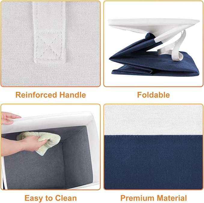 laundry basket 3-Pack, laundry hamper, Hamper with handles, collapsible laundry baskets, Waterproof dirty clothes hamper, Towel Storage for Home or Dorm, 100L-Blue