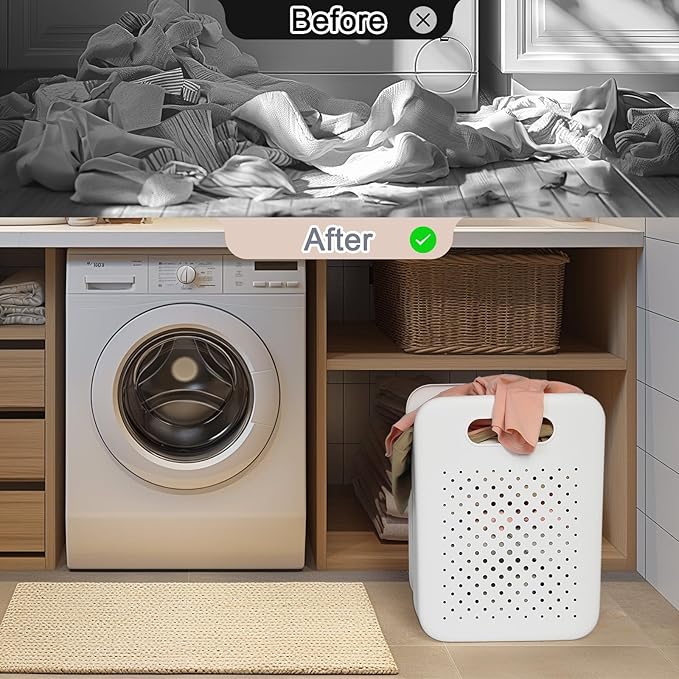 Large Collapsible Laundry Basket, Space-Saving Wall-Mounted Hamper Organizer for Home, Dorms, RVs, Measures 13" x 9.5" x 17.5" In