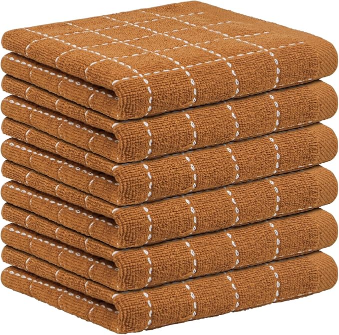 Nialnant 6 Pack Dish Cloths for Washing Dishes, 100% Cotton Reusable Cleaning Rag,Ultra Soft Absorbent, Quick Drying Dish Towels for Kitchen,12x12 Inches Brown