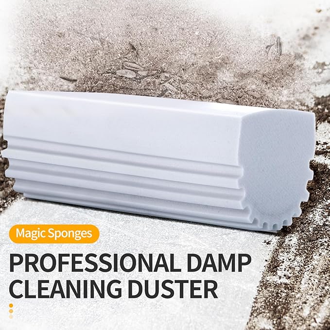 COBETE Damp Clean Duster Sponge,4pack Magic Sponge Eraser,Reusable Damp Dusting Sponge Household Cleaning for Blinds, Glass, Baseboards,Radiators,Window Track Grooves(Grey)