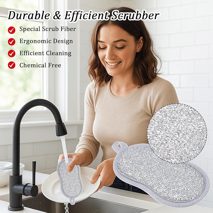 30 Pack Multi Purpose Scrub Sponges Non Scratch Microfiber Sponge Cleaning Dish Scrubber Reusable Dish Sponges for Washing Dishes Along with Heavy Duty Scouring Power