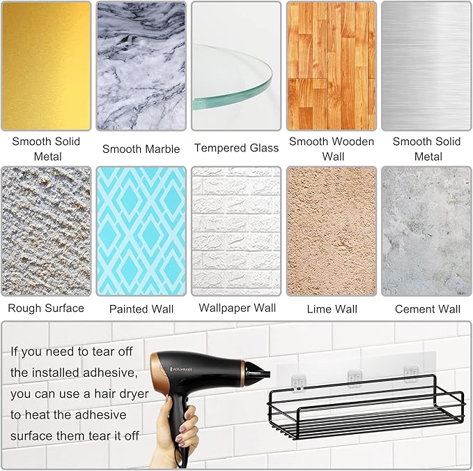 AOUKAR Shower Caddy Shelf Adhesive Replacement Stickers Pads For Bathroom Corner Organizer Basket, No Drilling For Kitchen Racks And Soap Holder 2pack