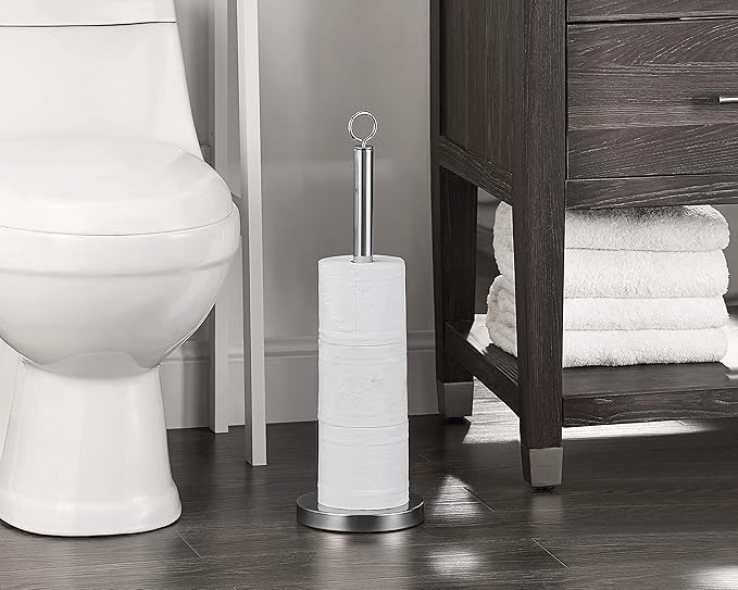 SunnyPoint Elite Heavy Weighted Sturdy Spare Toilet Paper Roll Holder Storage Stand