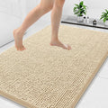 Arotive Bathroom Rugs 47x32, Extra Soft Absorbent Shaggy Chenille Bath Rugs, Machine Washable Rubber Backing Non-Slip Bath Mats for Bathroom Floor Tub and Shower, Home Decor Accessories, Beige