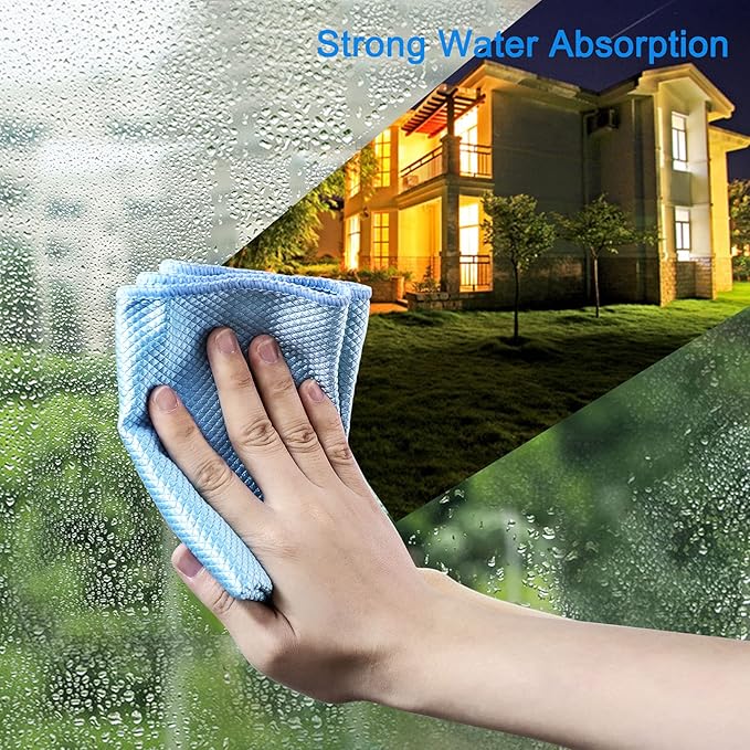 Niveaya Microfiber Glass Cleaning Cloth, Multi-Functional Reusable Lint Free Cloths, Stainless Steel Windshield Shower Window Cleaning Cloth, Suitable for Home, Kitchen and Auto, Pack 8,Mix