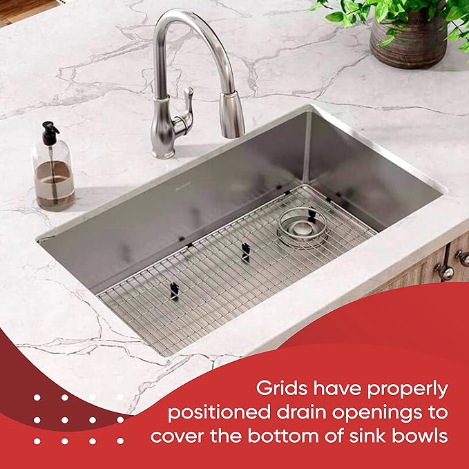 Sink Protectors for Kitchen Sink, Stainless Steel Protective Grid 28 1/4 x 14 1/4, Sink Rack for Bottom of Sink