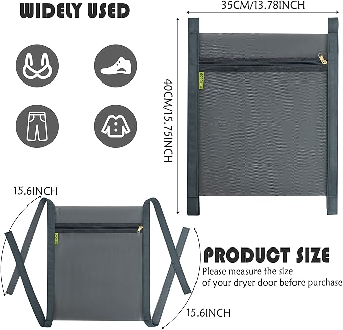 Shoe Dryer Bag, Sneaker Dry Net for Dryer, HoneyComber Mesh Bags with Zipper and Strap for Shoes, Laundry Reused Bag Tool, 15.7x13.8 Inches (1Pc Grey)