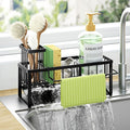 HapiRm Sponge Holder for Kitchen Sink - Self-draining Sink Caddy with Brush and Dishcloth Holders with Sloping Drainage - Black