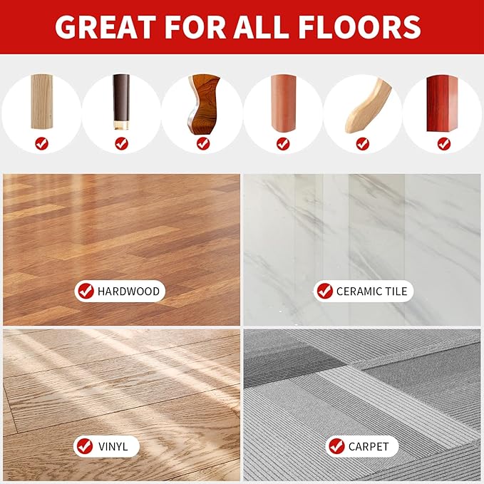 Ezprotekt Non Slip Furniture Pads, 12 Pcs 2" Anti Slip Rubber Caster Cups, Anti Skid Furniture Coasters for Hardwood Floors, No Slide Furniture Gripper, Furniture Stoppers to Prevent Sliding (Brown)