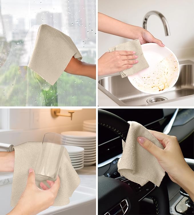 CHAUNCEY HOME Microfiber Cleaning Cloth Roll - 100 Pack Tear Away Microfiber Paper Towels, Reusable, Washable, Scratch-Free, Kitchen Towels for Car, Home, Kitchen, Glass, Dishes(Desert Gold)