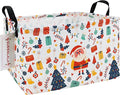 QUEENLALA Rectangular Laundry Hamper/Foldable Nursery Laundry Basket for Organizing/Storage Bin Baskets/Children Toy Office Bedroom/Toy Bin Closet Shelf Baskets（Rec-Father Christmas）