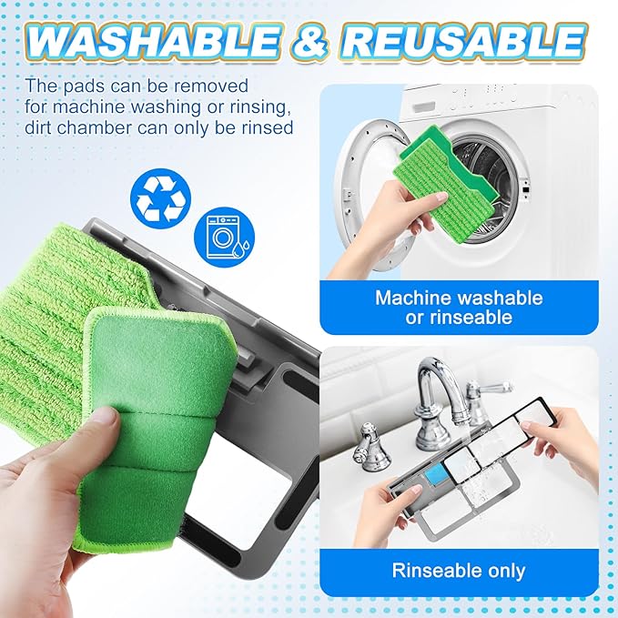 KEEPOW Washable & Reusable Mop Pads Compatible with Shark VACMOP VM252 VM200 VM401 VM180 VM252GN VC205 VM250 Cordless Vacuum Hard Floor Mop, Compatible with VACMOP Pads, Green, 4+2+1 Pack