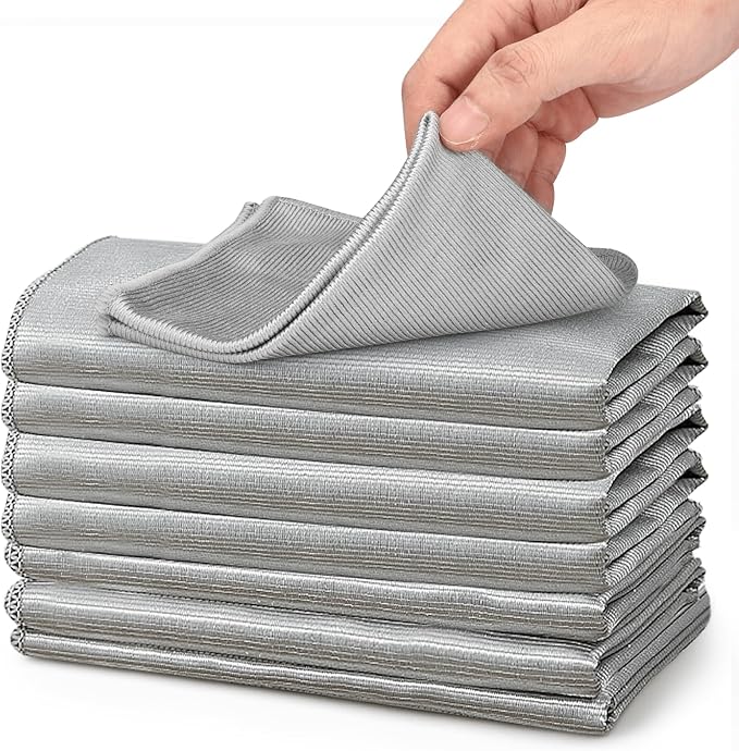 XANGNIER Microfiber Glass Cleaning Cloths,8 Pack Streak Free Miracle Cleaning Cloth,Reusable Lint Free Cleaner Towels for Kitchen,Windows,Mirror,Glasses,Car Windshields,Stainless Steel,11.8"×11.8"