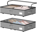 EE-RoomWorld Under Bed Storage with Wheels, No Assemble Required 5.5 inches height grey under bed storage bins,Low Profile Rolling Underbed Shoe Storage containers，dorm underbed storage drawers