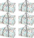 BALEINE 6-Pack Oversized Moving Bags with Reinforced Handles, Heavy-Duty Storage Tote for Clothes, Moving Supplies (Mosaic, 6-Pack)