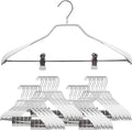 Mawa by Reston Lloyd BodyForm Series Non-Slip Steel Clothes Hanger with Shoulder Support & 2 Strong Clips for Pants or Skirts, Style 42/LK, White, Set of 50