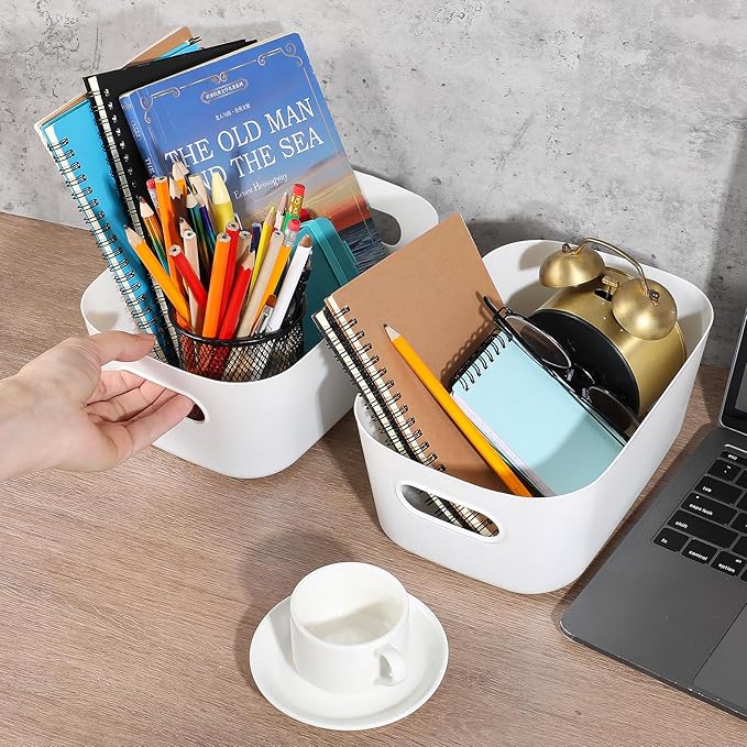 10Pcs Plastic Storage Bins, Small Pantry Baskets for Organizing, Organizer Basket Bins for Shelves, Cupboard box and Bathroom Organizer for Home, Cupboard, Kitchen, Bathroom, Office