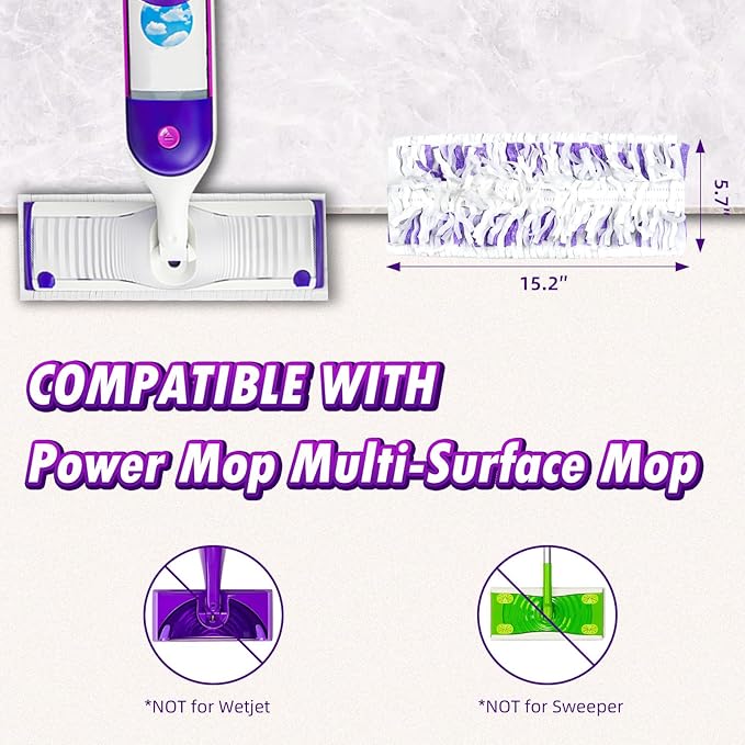 25 Pack Power Mop™ Pad Refills for Swiffer® Power Mop™ Pads, Powermop™ Pads for Multi-Surface Floor Cleaning, Unscented
