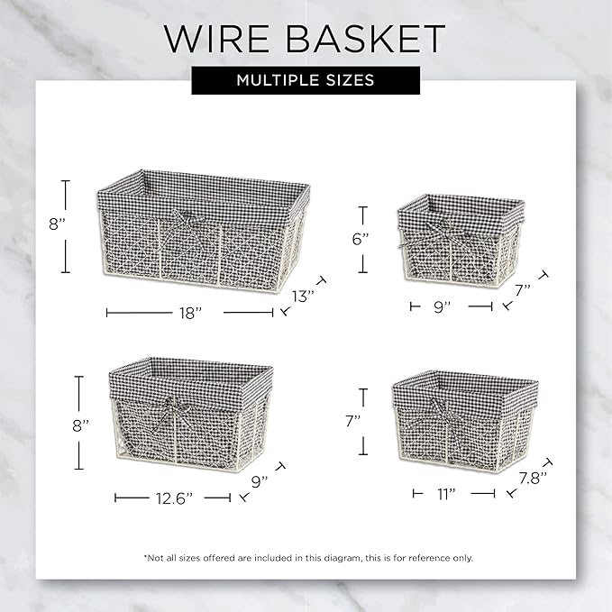 DII Farmhouse Chicken Wire Storage Baskets with Liner, Small, Vintage French Blue, 9x7x6", 2 Piece