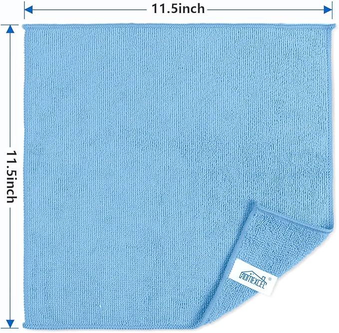 HOMEXCEL Blue Microfiber Cleaning Cloth, 5 Pack Cleaning Towels for Kitchen, Lint Free, Scratch-Free, Highly Absorbent, and Reusable Cleaning Rags for House, Window and Glass, Cars, 11.5 X11.5 inch