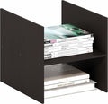 Furinno Cubicle Cube Insert, H-Shelf Cube Organizer, 2-Tier Shelf Accessory, Fits into Furinno Triple Thick Cubes, IKEA Kallax, for Organizers and Storage, Black Dark Oak