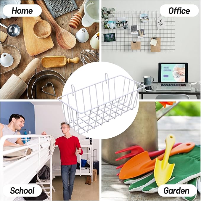 3PCS Wire Baskets,Metal Wire Storage Basket,Wall Hanging Bin and Display Basket for Kitchen,Cabinet,Pantry,Bathroom,Home Decor Supplies,Potted Plants,White