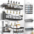 Shower Caddy Adhesive Shower Organizer 8-Pack, Rustproof Stainless Steel Bathroom Shelves, Large Capacity No-Drill Rack Storage Accessories with Soap Dish Toothbrush Holder Hooks