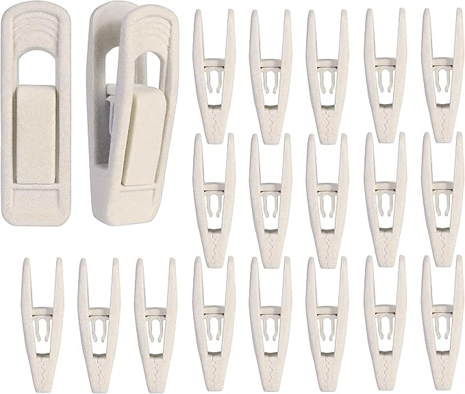 Velvet Hangers Clips Strong Finger Clips Perfect for Thin Velvet Hangers (Beige, 20)