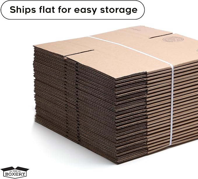The Boxery 12"x8"x8" Brown/Kraft Corrugated Cardboard Shipping Boxes 25-Pack | Mailing, Packing, Moving & Storage for Business/Home – Durable - Eco-Friendly, Recyclable - Made in the USA