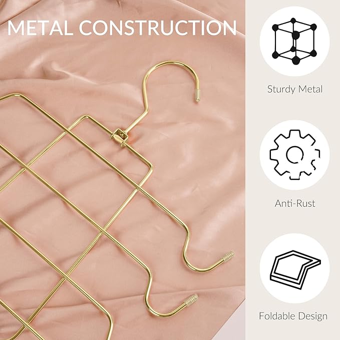ZEDODIER 2 Pack Tank Top Hanger Space Saving, Bra Hangers for Closet Organizer, Hanging Bra Organizer Tank Tops Holder with 16 Hooks, Metal Closet Organizers and Storage Small Space Solutions, Gold