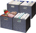 Posprica Storage Cube Basket Bins,13×13 Foldable Storage Containers for Shelf Cabinet Bookcase Boxes,Thick and Heavy Duty Fabric Drawer (4pcs, blue)