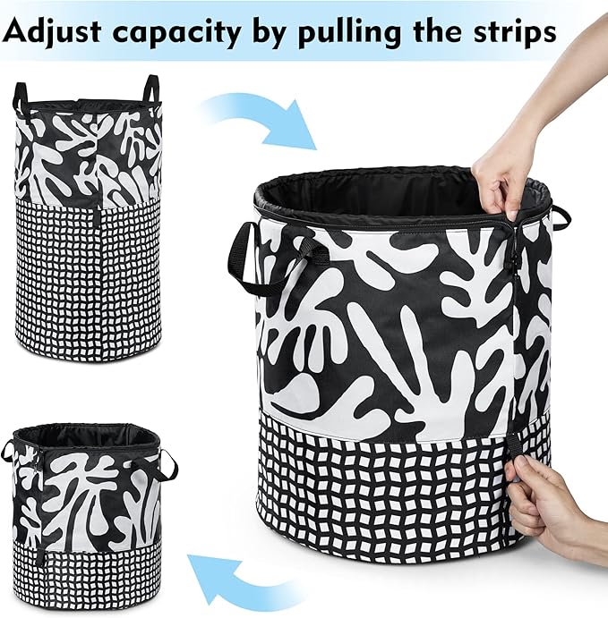 JOMOLA Large Collapsible Laundry Basket 90L Fabric Foldable Laundry Hamper Extendable Dirty Clothes Laundry Bag with Handles for Family College Dorm Storage Organizer (Black)
