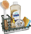 SWTYMIKI Sink Caddy Sponge Holder - Kitchen Sink Organizer with High Brush Holder for Countertop to Hold Dish Soaps and Sponges, Stainless Steel, Green