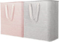 Lifewit 2 Pack Laundry Hamper Large Collapsible Laundry Baskets, Freestanding Waterproof Clothes Hamper with Easy Carry Handles in Laundry Room Bedroom Bathroom College Dorm, Grey&Pink, 2 x 100L