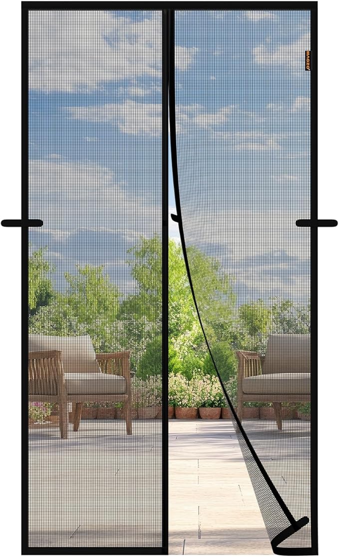 Magnetic Screen Door Black, Fits 30'' x 80'' Door, Scratch-Proof Polyester, Keep Annoying Creatures Out, Pet Friendly Mesh, Easy Install with Strong Adhesive Hook&Loop, Enjoy Sunshine&Fresh Air Flow