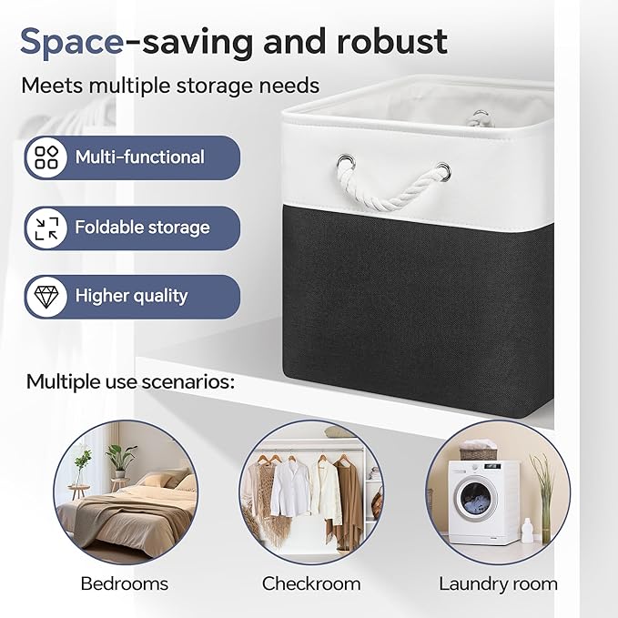 13x13 Inch Cube Storage Bins with Reinforced Bottom Cardboard, 6 Pack Large Foldable Fabric Storage Cubes with Handles for Shelf, Closet, Laundry Organization (White&Black)