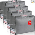 4Pack 105L Extra Large Blanket Storage Bags, Foldable Comforter Storage Bag for Bedding Pillow Sheet Clothes with Handles Zippers Clear Window Closet Organizers and Storages, Grey
