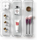 BINO | 4-Piece Drawer Organizer Bin Set - Grey, Small | THE MODULAR+ | Multi-Purpose Storage | Soft-Grip Lining and Non-Slip Rubber Feet | Durable | BPA-Free | Desk Drawer Organizer | Vanity