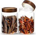 Patoper Airtight Glass Jars with Wooden Lid Glass Spice Jar Round Glass Storage Canister for Pantry Sugar Tea Coffee Bean Nuts Cookies Bath Salts (900ML*2PACK)