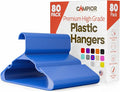 Plastic Clothes Hangers – Heavy Duty Hanger Set, for Organizing Clothes, Dresses, and Coat, Holds Up to 5 lbs, Space-Saving Hangers with Non-Slip Shoulder Grooves, Pack of 80, Blue