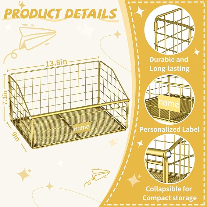 Indestructible Dog Toy basket, Small Toy Box for Dogs, Pet Toy Bin Dog Metal Basket for Toys, Toy Storage Organizer, Cat Toy Box for Living Room Area(Gold)
