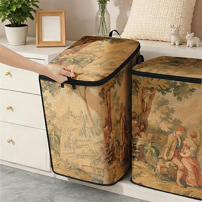 2pcs closet organizers and storage under bed,clothing blanket sweater sheet bedding comforter duvet quilt pillow toy storage bags with lids,dorm room essentials for containers 95L