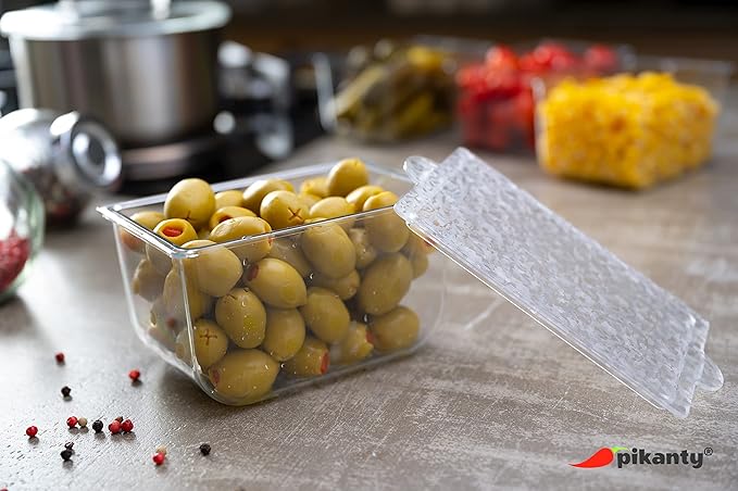 Pikanty Condiment Storage Containers | Set of 2 Small Organizers with Lids for Refrigerator | Dishwasher Safe | Made in USA