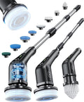 Leebein Electric Spin Scrubber, Cordless Bathroom Cleaning Brush with 8 Replaceable Brush Heads, 54 Inch Long Handle and Dual Speed Control Power Scrubber for Bathtub Floor Cleaning