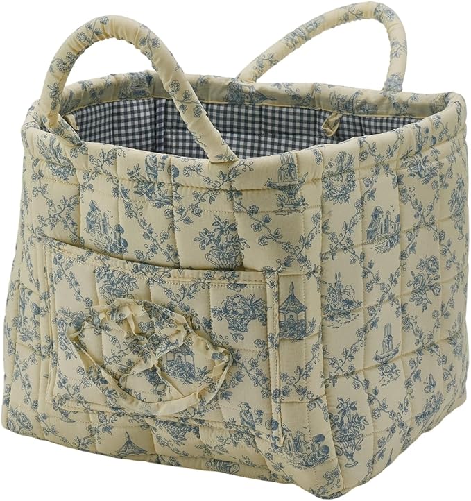 Boho Fabric Storage Basket, Large Capacity Laundry Basket, 12.2'' x 10.23'' x 10.23'' Collapsible Laundry Hamper with Easy Carry Handles (B Multi-Color 2, L)
