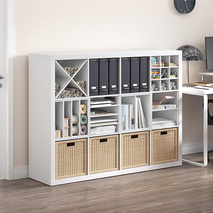 Furinno Cubicle Cube Insert, X-Shelf Cube Organizer, 3-Shelf Accessory, Fits into Furinno Triple Thick Cubes, IKEA Kallax, for Organizers and Storage, White