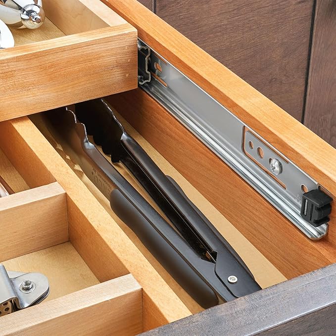Rev-A-Shelf 15 Inch Wide 2 Tiered Kitchen Utensil & Cutlery Pullout Drawer Tray Organizer, 18" W Soft Close