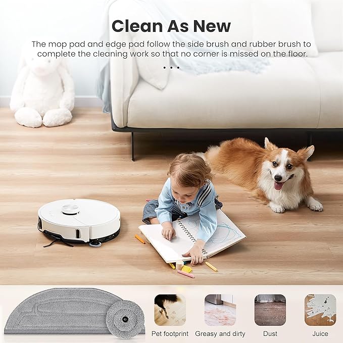 12 Pack Mop Pads Refills for Roborock S8 MaxV Ultra / S8 Max Ultra Robot Vacuum, 6 Pack Mop Cloth with Dual Sonic Vibrations Modules, 6 Pack Edge Mop Pads Accessories